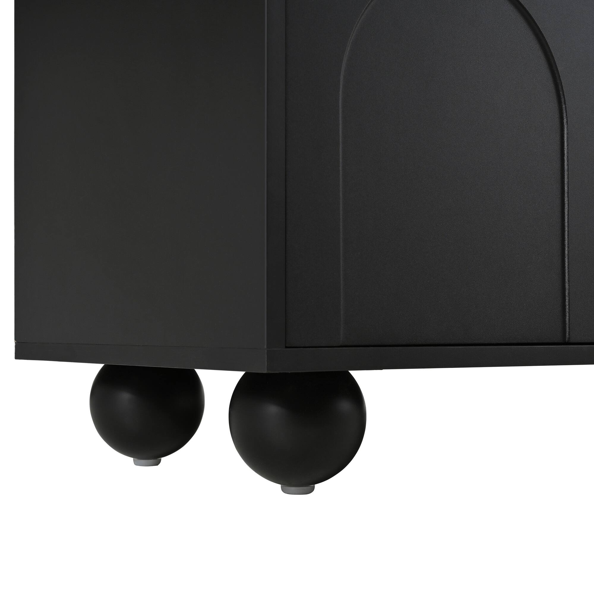 Alt View 5. CheryLife - 69.6 in.Black TV Stand With Arched Doors and 2 Drawers for TVs up to 75" - Black.