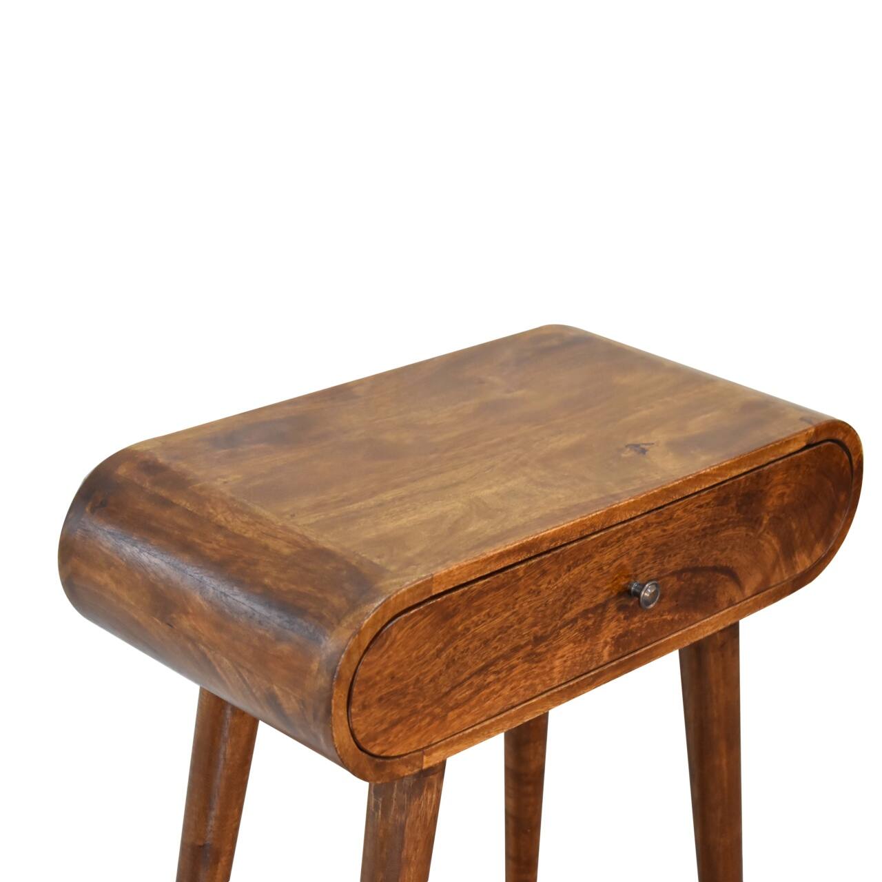 Alt View 2. Artisan Furniture - Artisan Furniture Solid Wood Mini Round Chestnut Console, 1 Drawer, Dark Brown - Brown.