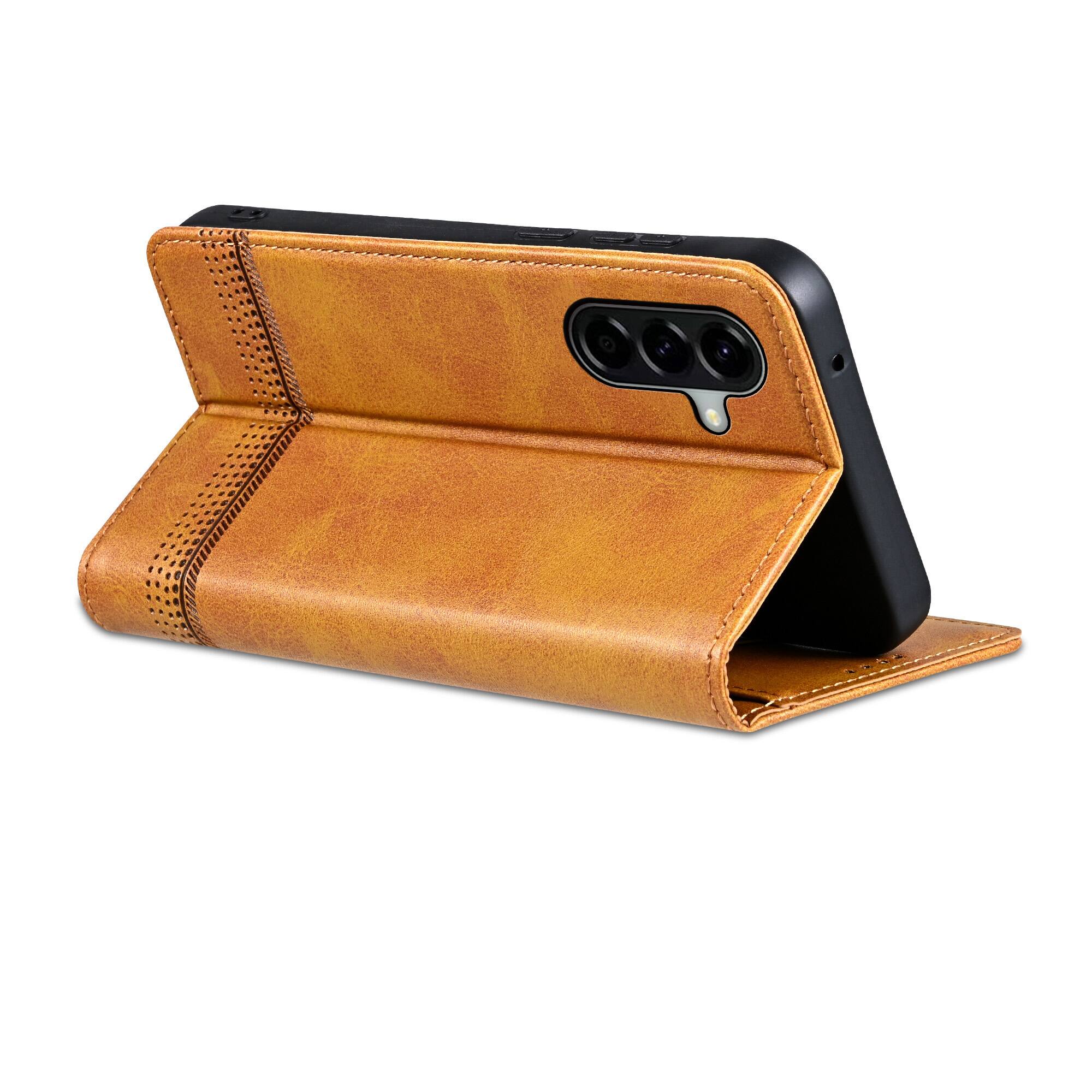 Alt View 1. Dteck - Dteck Magnetic Case for Samsung Galaxy A37 5G Wallet Card Slots PU Leather Kickstand Flip Phone Cover - Yellow.