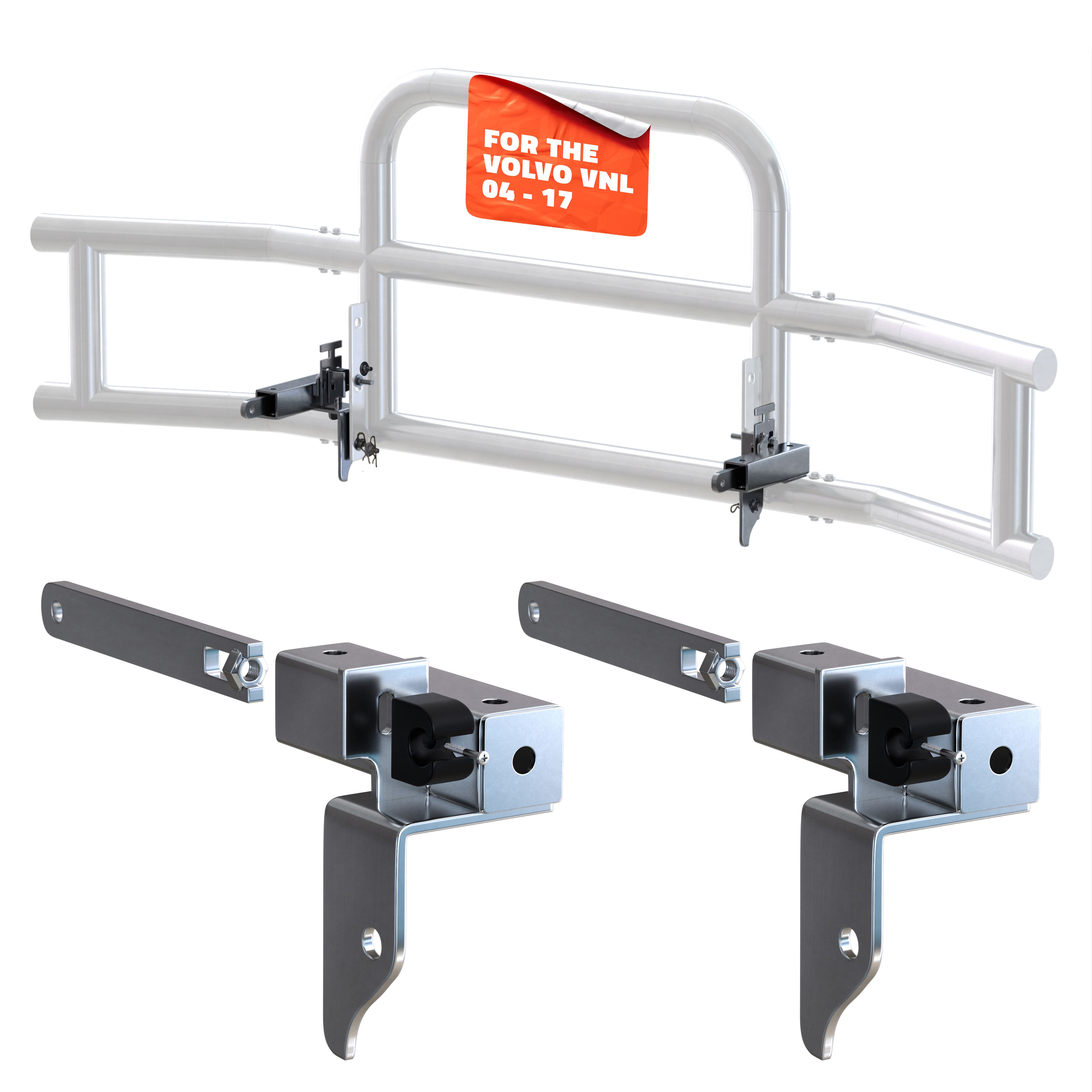 Mockins - Folding Front Bumper Guard Brackets for Volvo VNL 2004-2017 (Brackets ONLY)