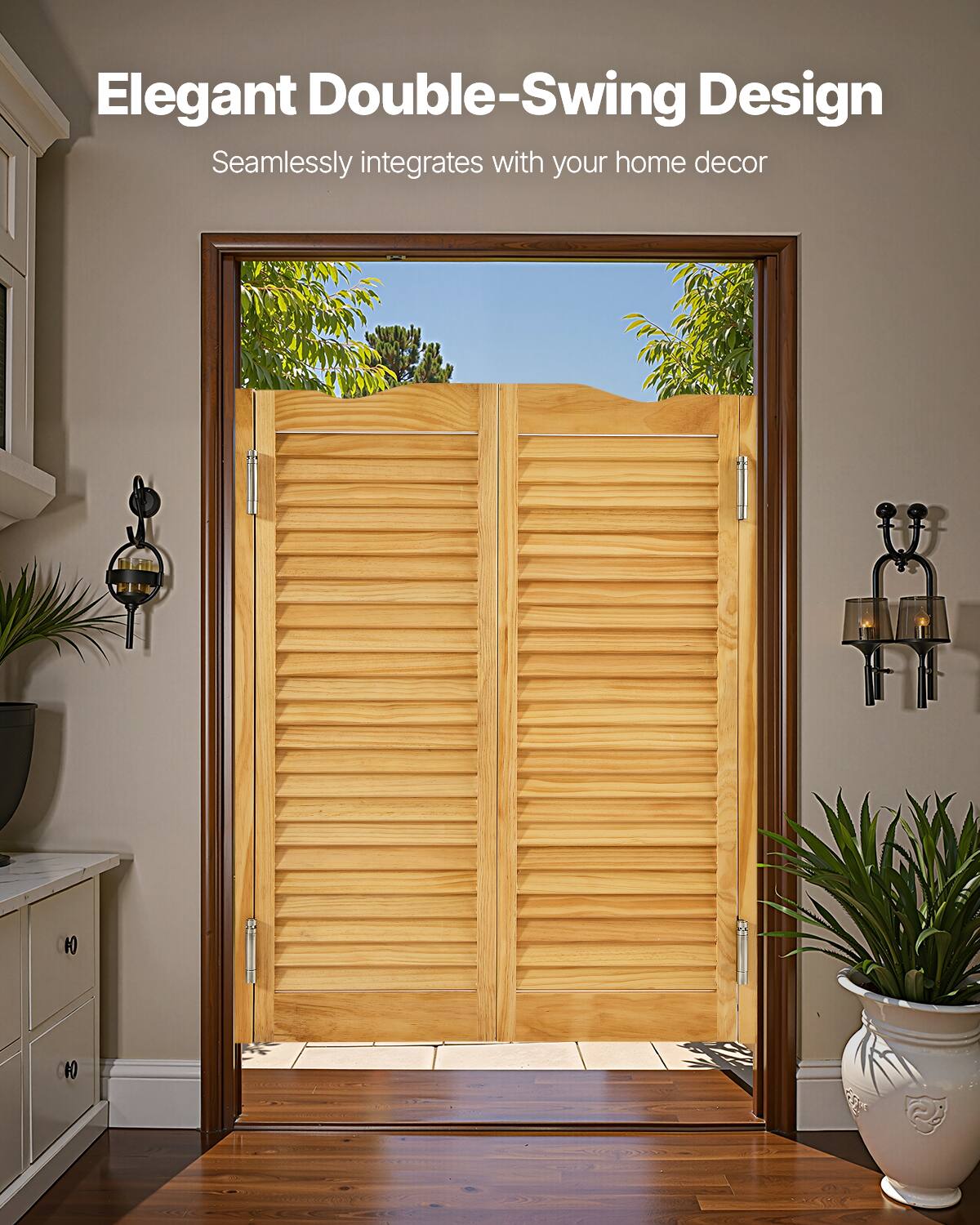 Elegant Double-Swing Design  
Seamlessly integrates with your home decor