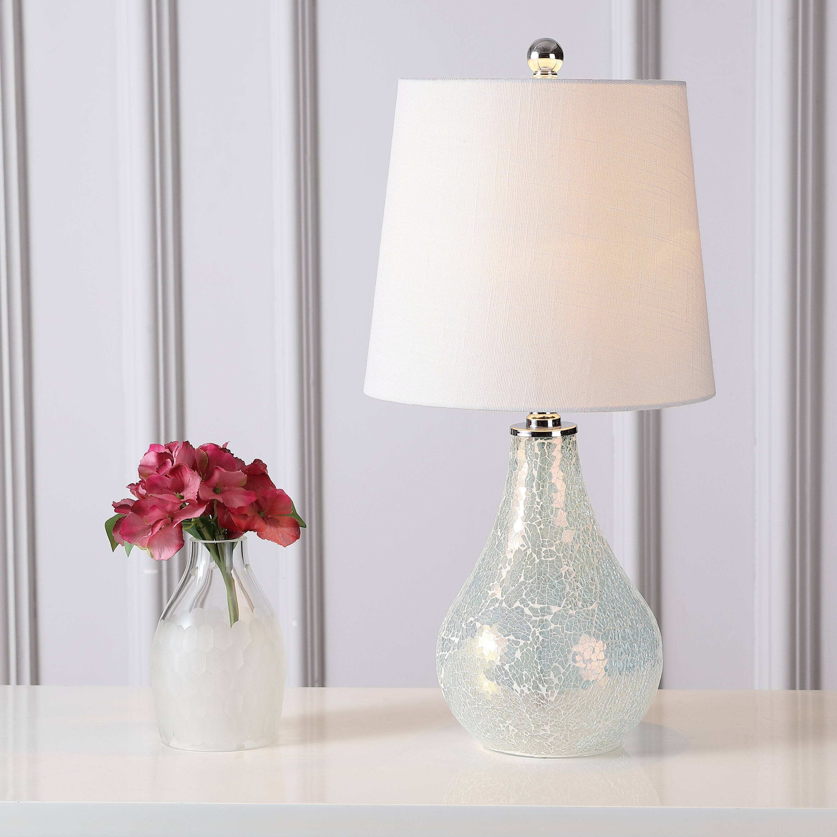 Alt View 1. Jonathan Y - Mona 20" Mini LED Table Lamp, Mosaic White - White.