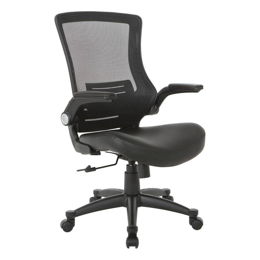 Front. FurniFact - Black Office Chair – High-Back Desk Chair Comfy Computer Seating Solution - Black.