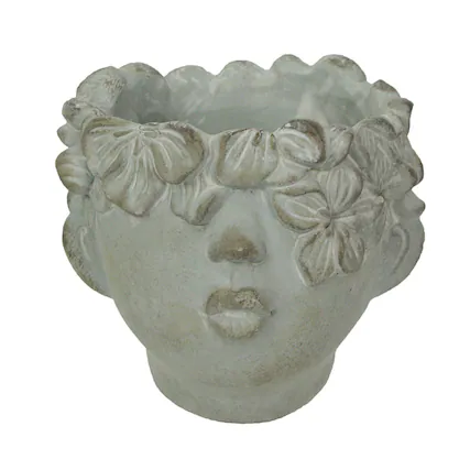 Front. Mayrich Company - Pucker Up Concrete Head Kissing Face Wall Mount Mini Decorative Planter Pot 7 Inch Tall - Grey.