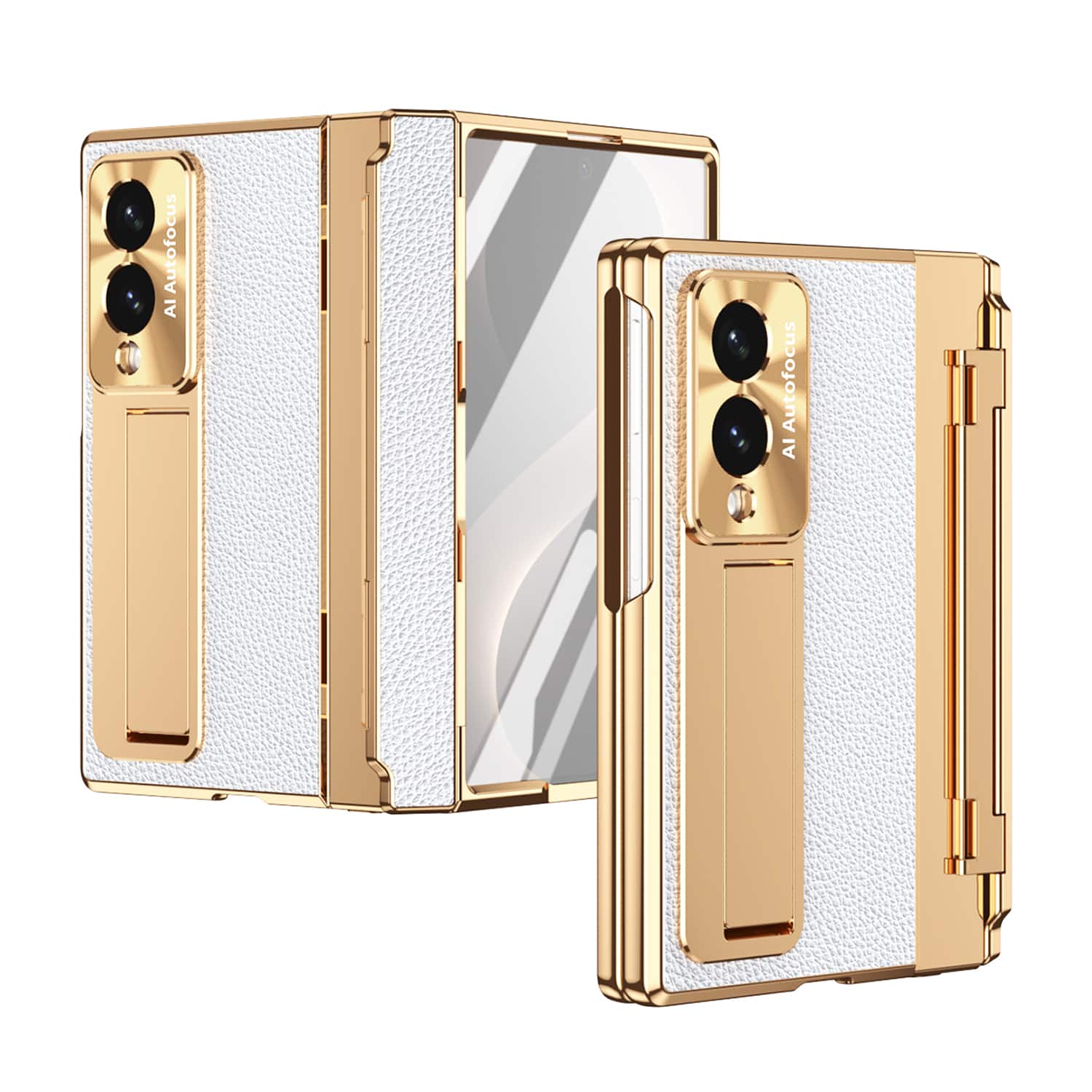 Dteck - Rugged Case for Samsung Galaxy Z Fold8 with Screen Protector & Stand, Shockproof Hard PC Cover with Hinge Protection - White Gold price history on PriceWatchPro