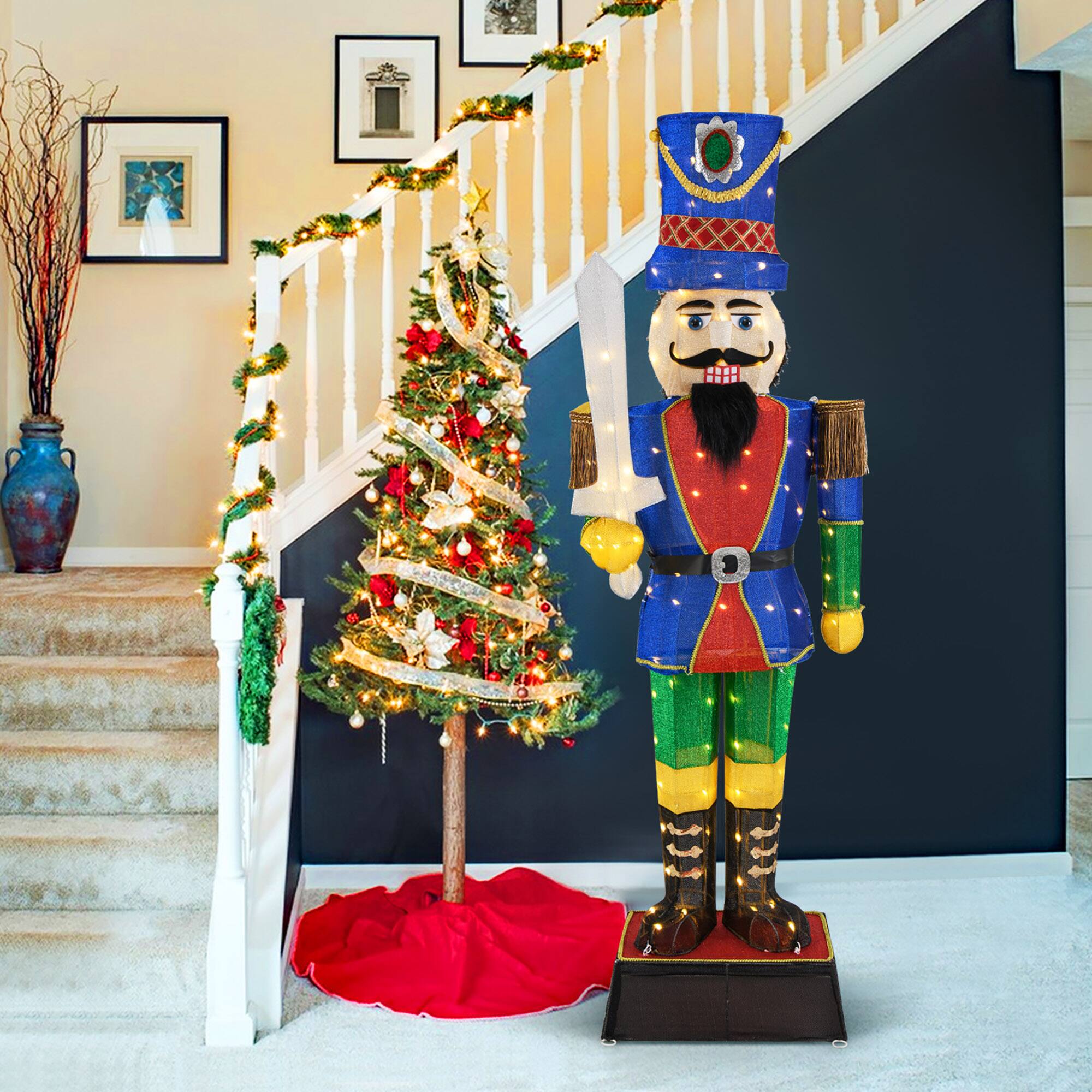Alt View 4. Gymax - Gymax 6 FT Lighted Nutcracker w/ Sword Life-Size Soldier Christmas Decoration - Multicolor.
