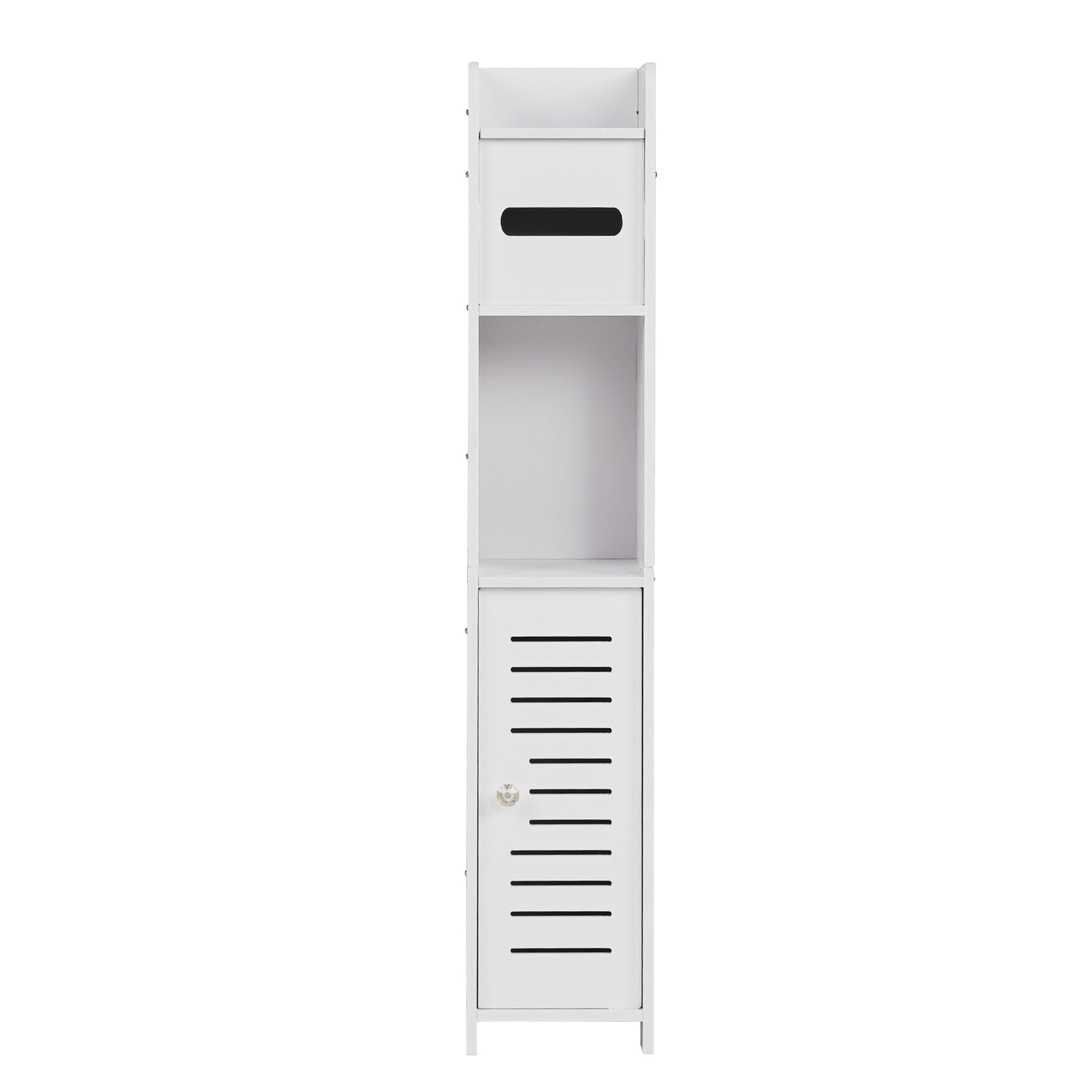 Alt View 3. Vecelo - Narrow Bathroom Storage Cabinet with Toilet Paper Organizer-Space-Saving, Perfect for Small Bathrooms & Next to Toilets - White.