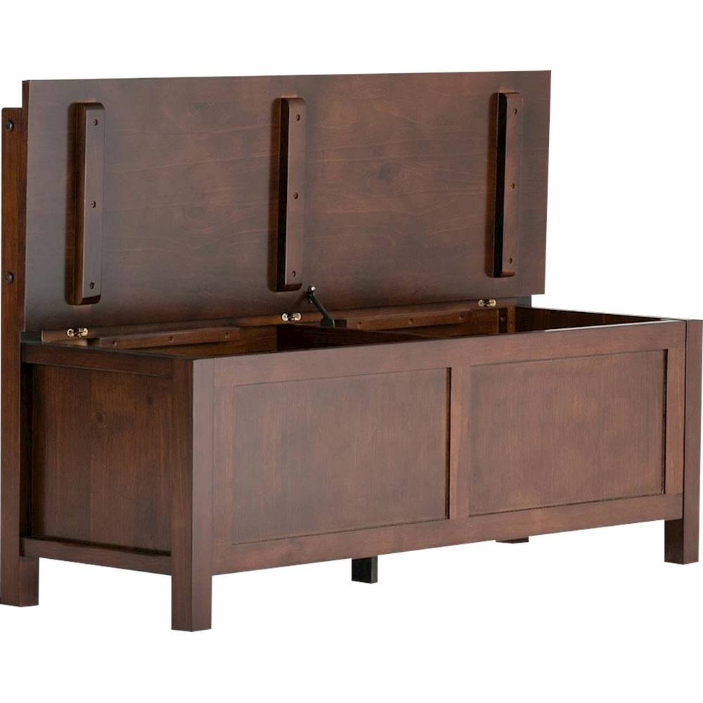 Alt View 12. Simpli Home - Artisan Rectangular Contemporary Wood Storage Bench - Russet Brown.