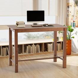 U-HOMY - 47.2" Solid Wood Dining Table with Iron Base – 110 lbs Capacity, Multi-Purpose Table - Brown