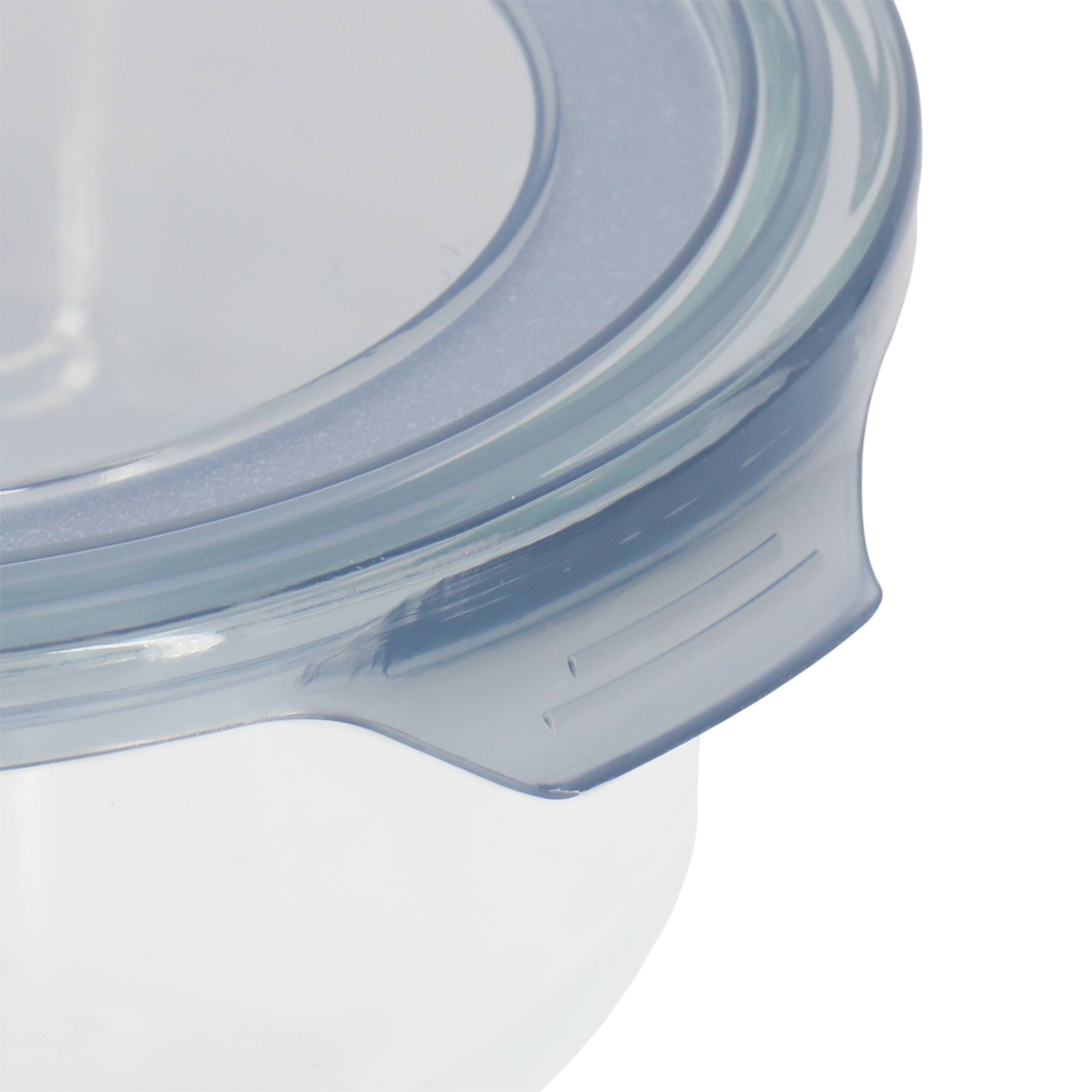 Left. Martha Stewart - Martha Stewart Everyday 32 Ounce Round Glass Storage Container in Grey - Grey.