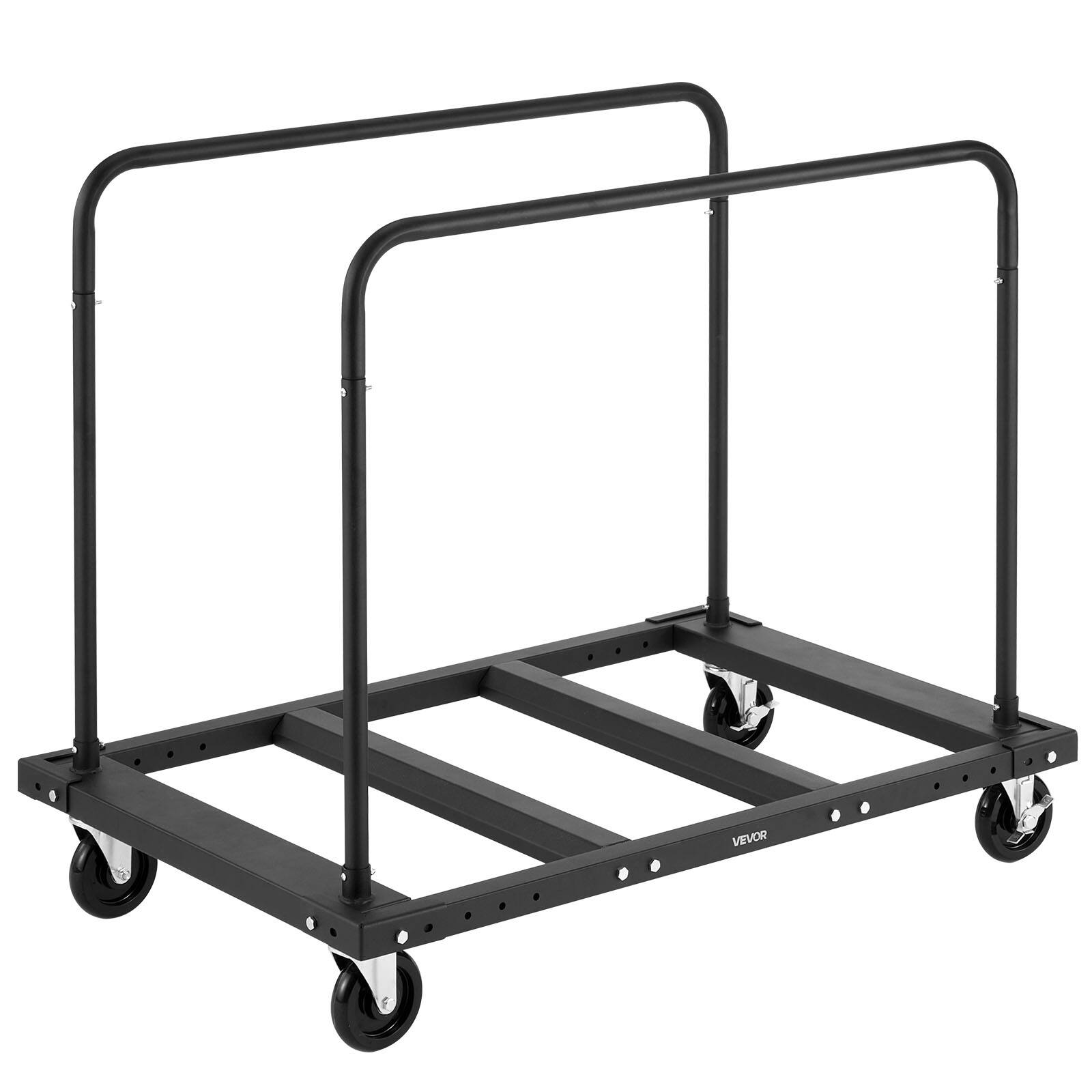 Alt View 5. VEVOR - Drywall Cart Dolly, 1800 lbs Load Capacity, Steel Panel Truck Cart with 5 inch Swivel Casters, Lumber Drywall Dolly - Black.