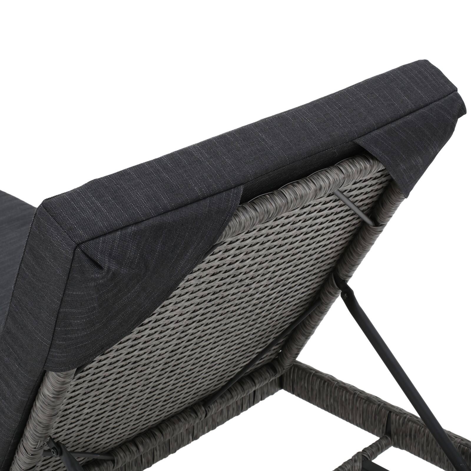 Alt View 9. Ecooso - Outdoor Wicker Chaise Lounge，Water-Repellent Cushion, Handwoven Rattan, Sturdy Iron Frame, All-Season Comfort Design - Black.