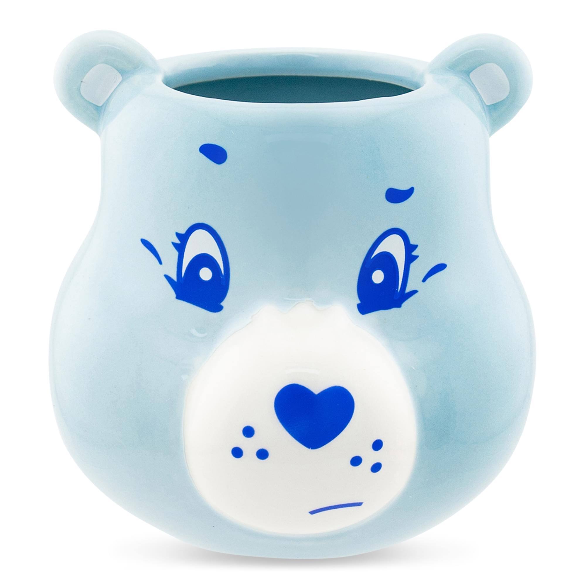 Front. Silver Buffalo - Care Bears Grumpy Bear Sculpted Ceramic Mini Mug | Holds 3 Ounces - Blue.