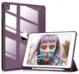 DTTO - Case for iPad 6th / 5th Generation 9.7 inch Case iPad Air 2 & 1 Case, Clear Back,Built-in Pencil Holder, Auto Sleep/Wake - Purple
