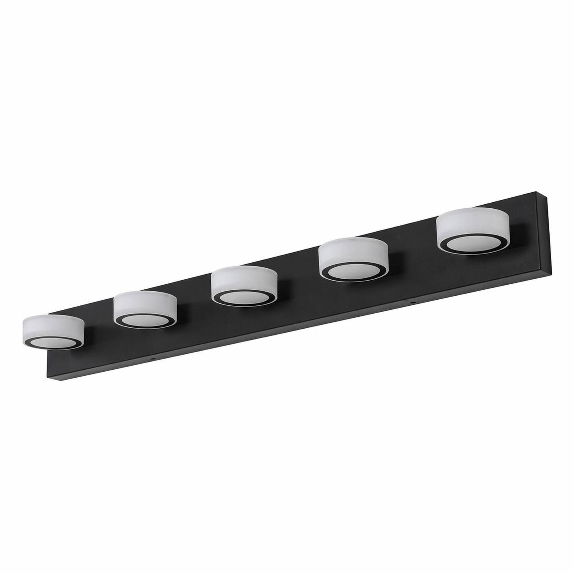 Alt View 4. RYHNUYNE - 37 " LED Bathroom Vanity Light,5‑Light Modern Wall Lighting Fixture with Round Acrylic Shade for Bathroom Mirror - Black.