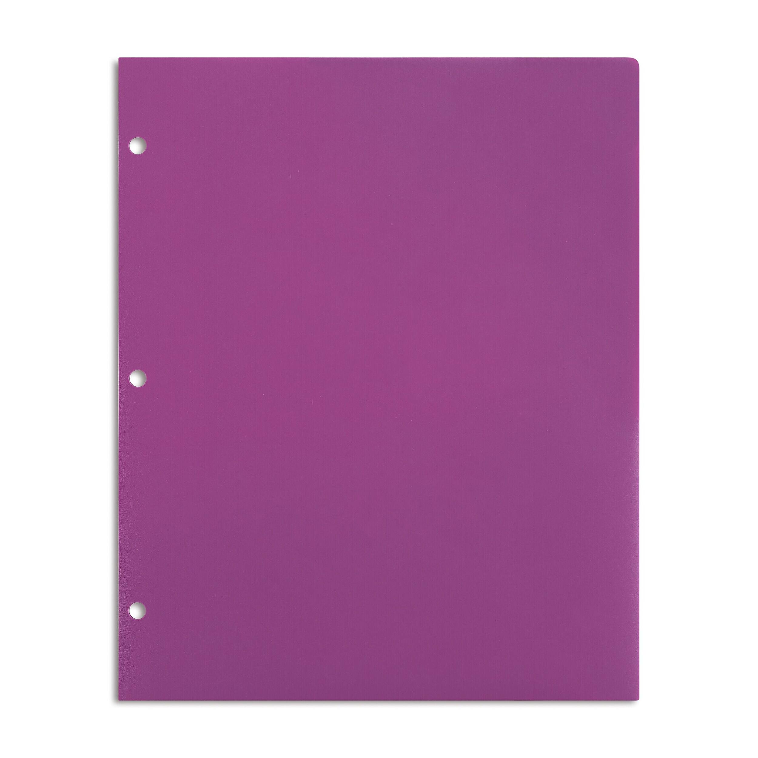 Alt View 1. Staples - 3-Hole Punched 2-Pocket Plastic Portfolio Folder, (52809) - Purple.