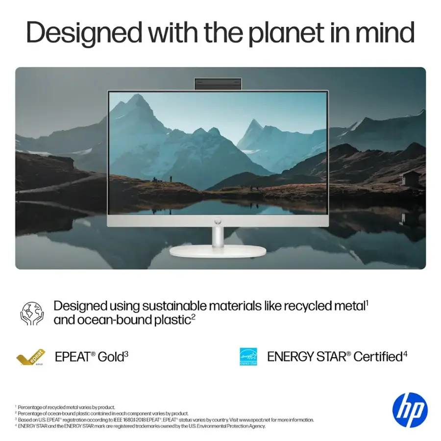 Designed with the planet in mind. Designed using sustainable materials like recycled metal and ocean-bound plastic. EPEAT Gold. ENERGY STAR Certified.