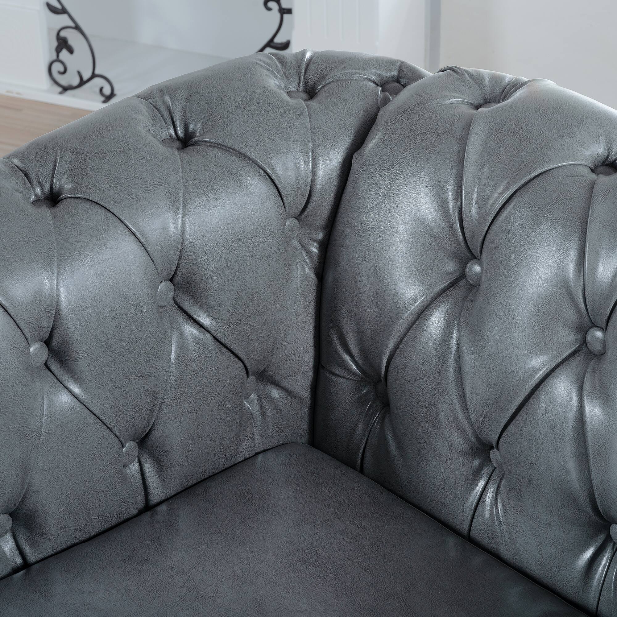 Alt View 4. Anysun - Modern Classic PU Leather Sofa Set - Luxurious Comfort & Stylish Durable Design - Gray.
