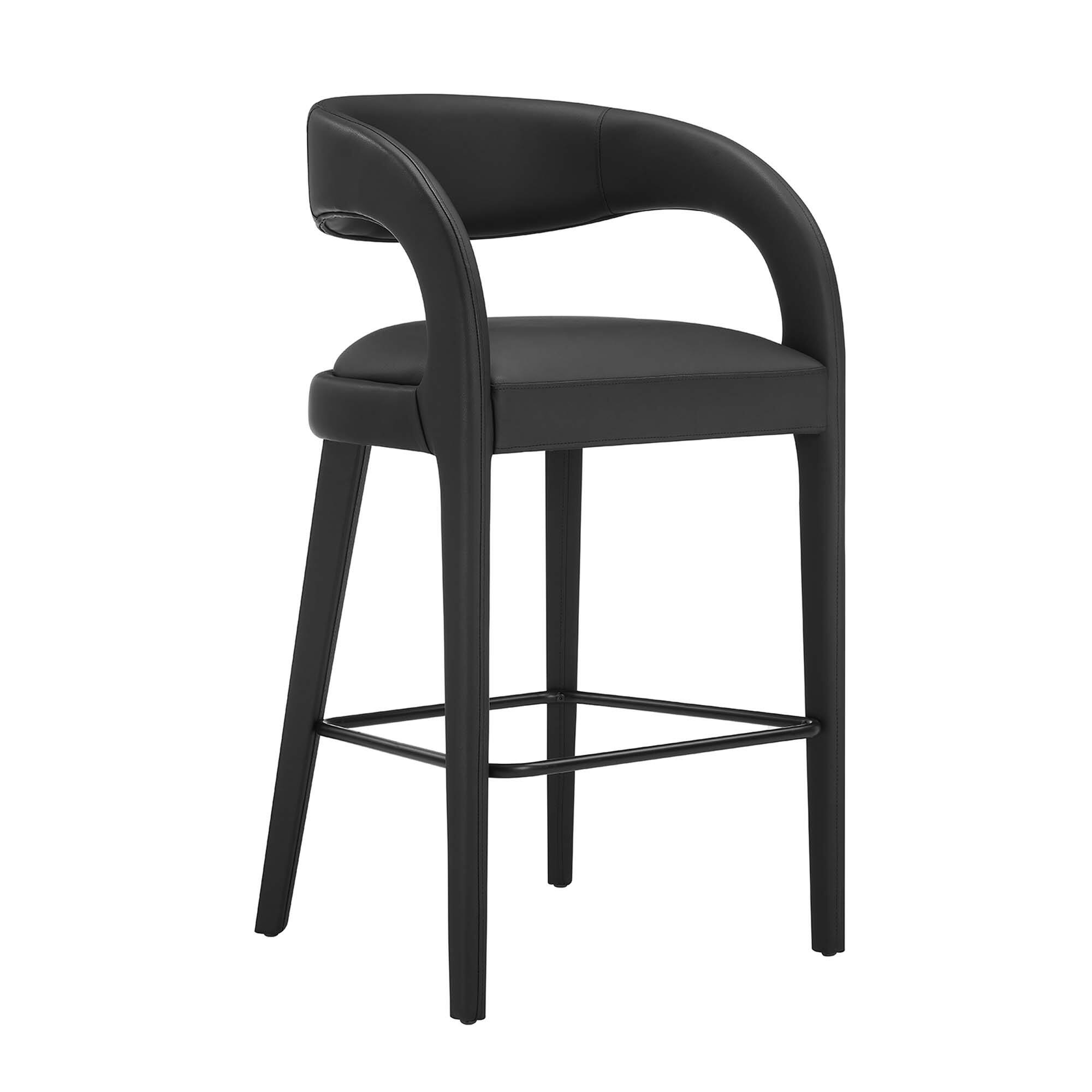 Alt View 4. Modway - Pinnacle Vegan Leather Bar Stool Set of 2 - Black.