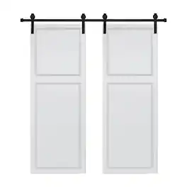 Boyel Living - Modern 2-Panel Barn Sliding Door 60-in L x 0.75-in W x 84-in H with Hardware Kit - Milk White