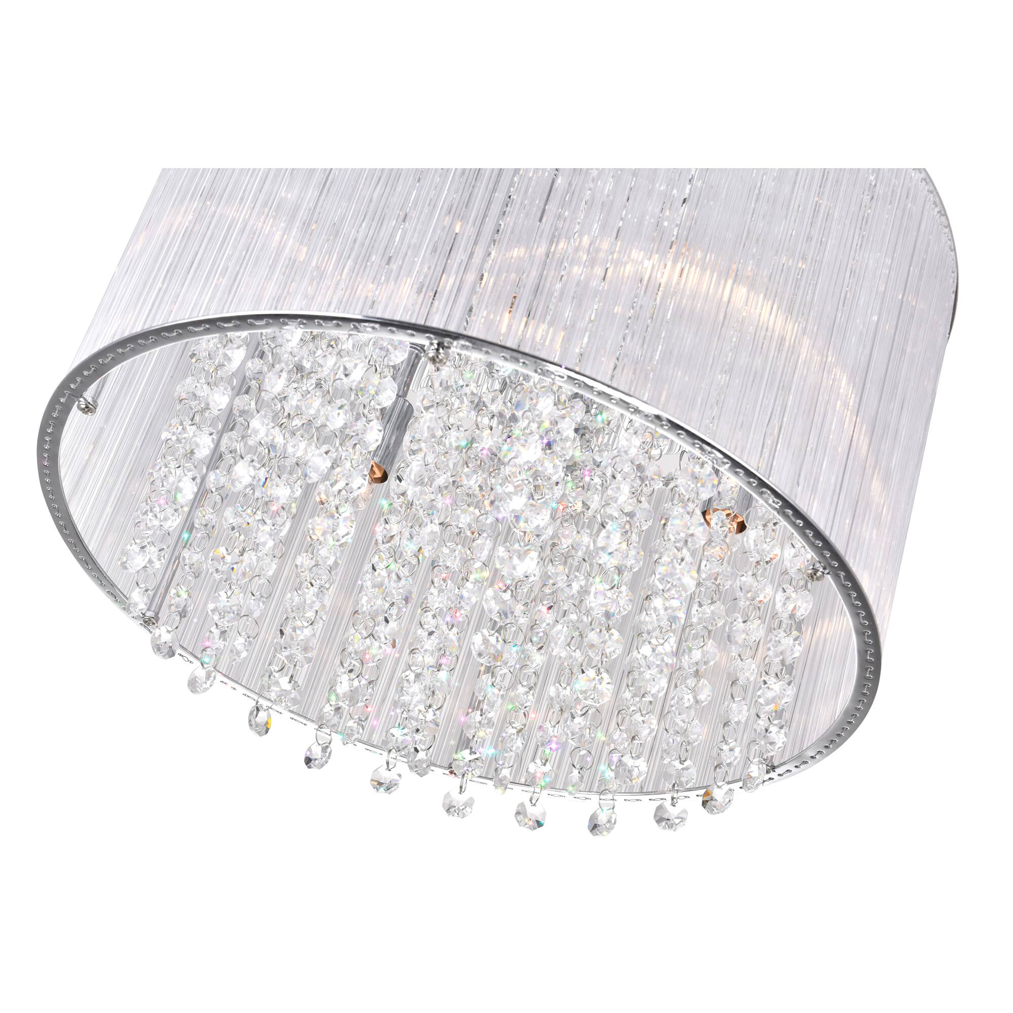 Angle. CWI Lighting - Spring Morning 6 Light Drum Shade Flush Mount With Chrome Finish - Chrome.