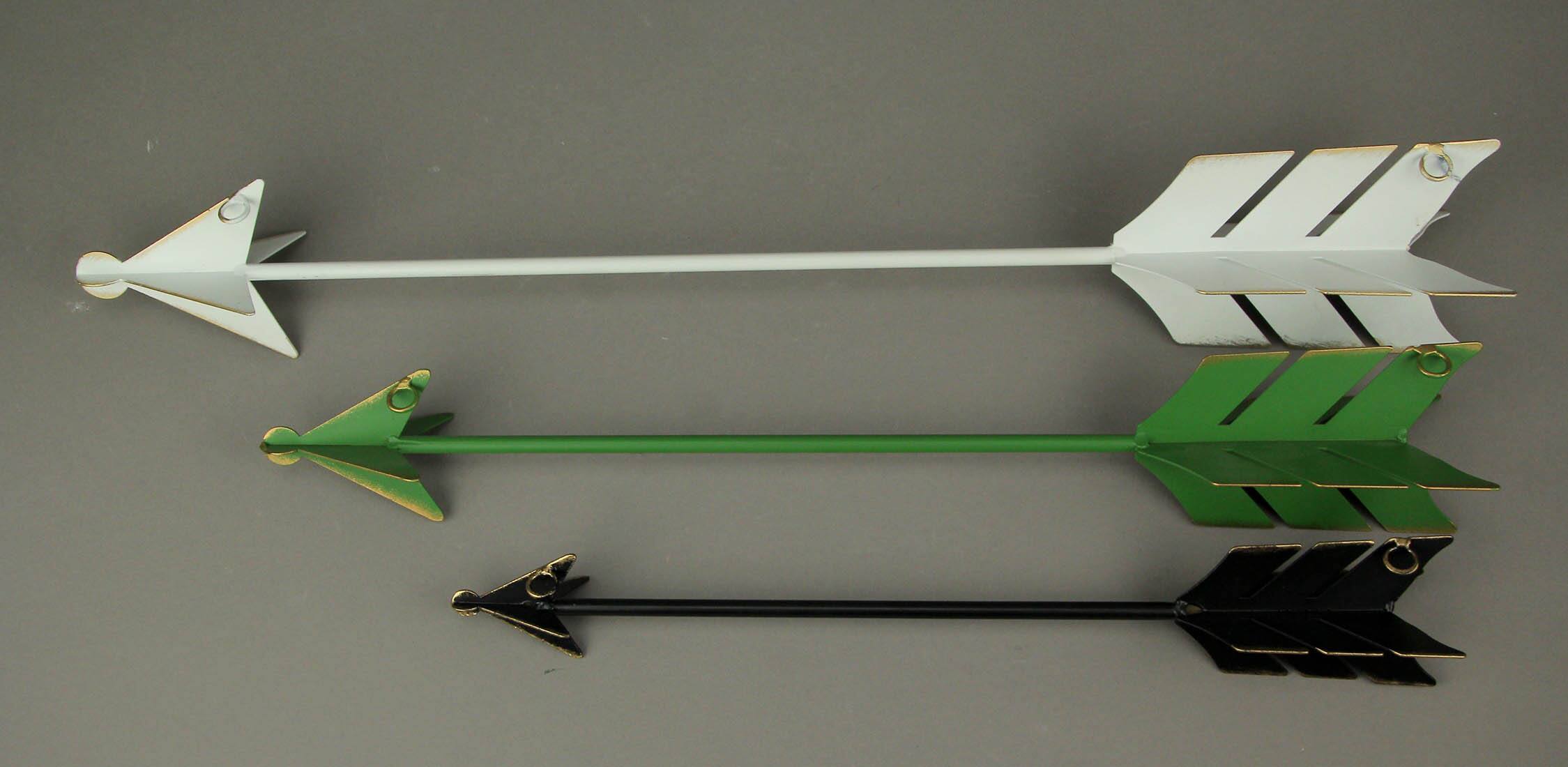 Alt View 3. The Gerson Companies - Green White and Black Metal Art 3 Piece Arrow Decor Set - Green.