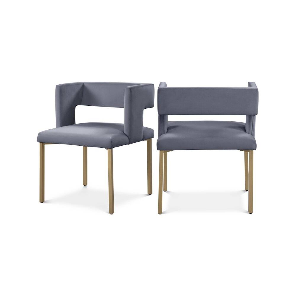 Meridian Furniture - Caleb Grey Velvet Dining Chair, Set of 2 - Gray
