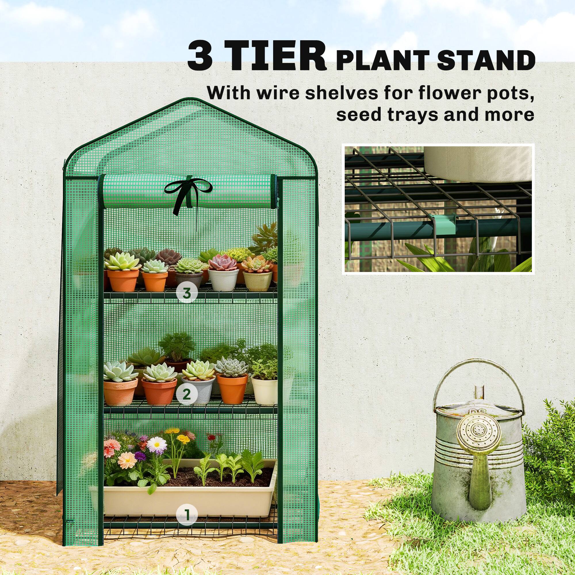 3 TIER PLANT STAND  
With wire shelves for flower pots, seed trays and more