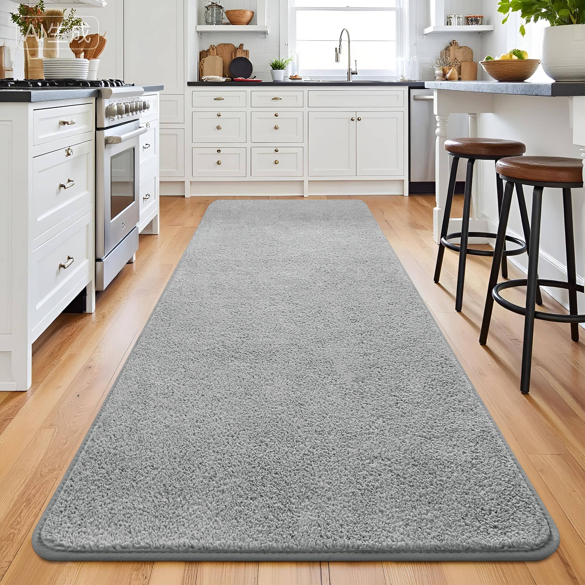 Fabibe - 4X6 BROWN WHITE Modern Minimalist Machine Washable Cotton Indoor KEEKO AREA FOR LIVING ROOM, SOFT MODERN MEMORY - Light-grey 2' x 8' (Rectangular)