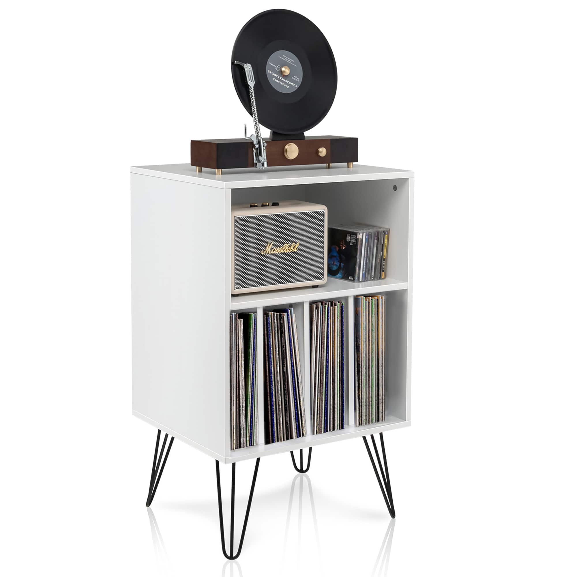 Gymax - File Cabinet W/ Split Storage Standing Display Bookshelf Bedroom - White