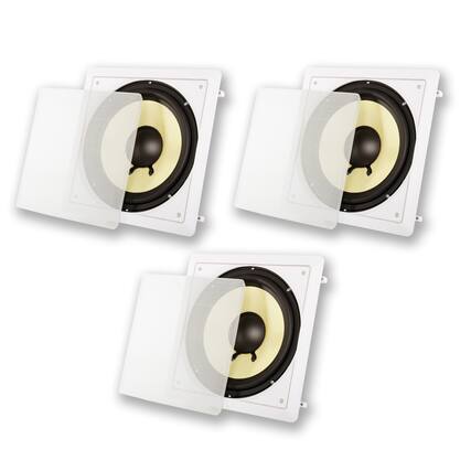 Front. Acoustic Audio by Goldwood - HDS10 in Wall 10" Home Theater Passive Subwoofers 3 Piece Speaker Set - Paintable White.