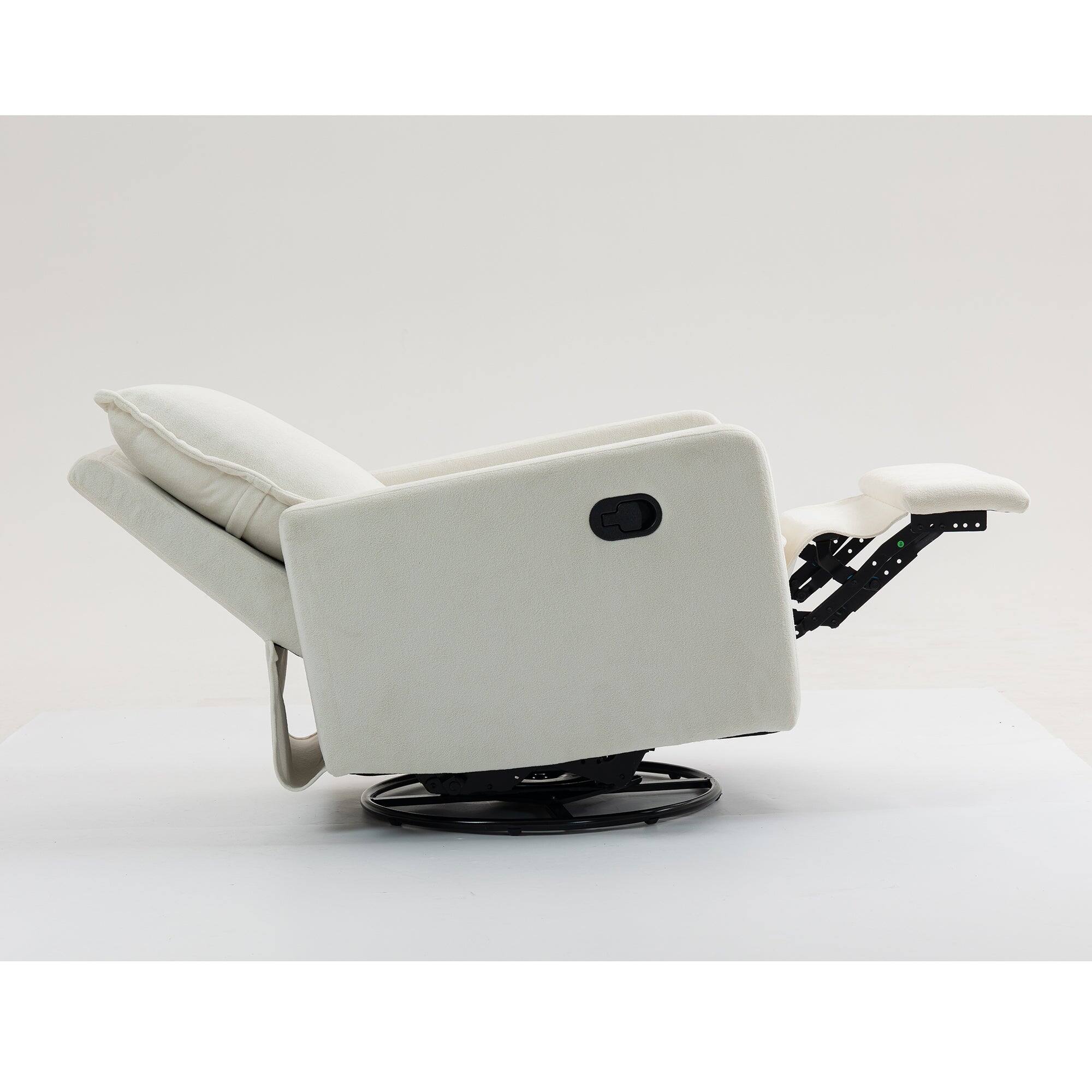 Alt View 1. Boyel Living - 360° Rotating Short Plush Manual Button Armchair Sofa Living Room Leisure Chair White - WHITE.