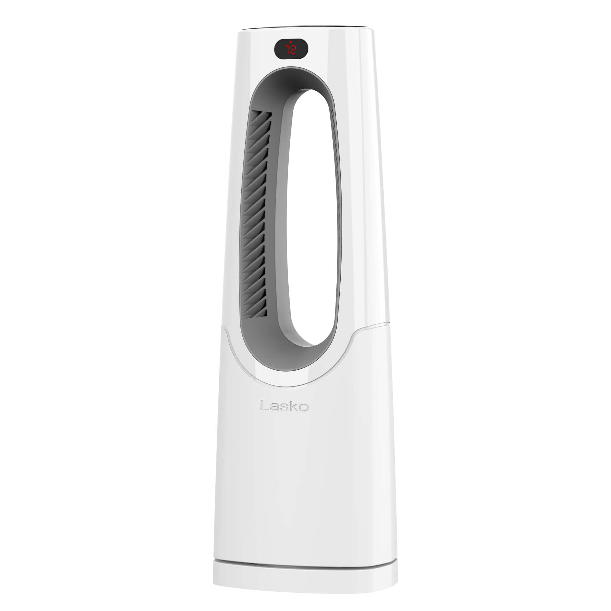 Angle. Lasko - 1500-Watt Bladeless Ceramic Tower Space Heater with Timer and Remote Control, CW105 - White.