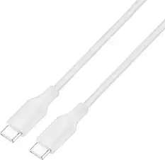 Front. Best Buy essentials™ - 10' USB-C to USB-C Braided Charge-and-Sync Cable - White.