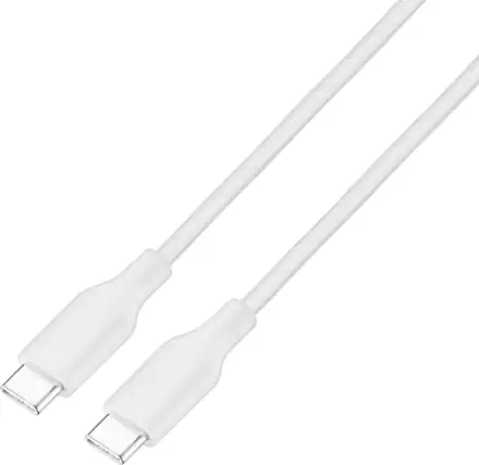 Front. Best Buy essentials™ - 10' USB-C to USB-C Braided Charge-and-Sync Cable - White.