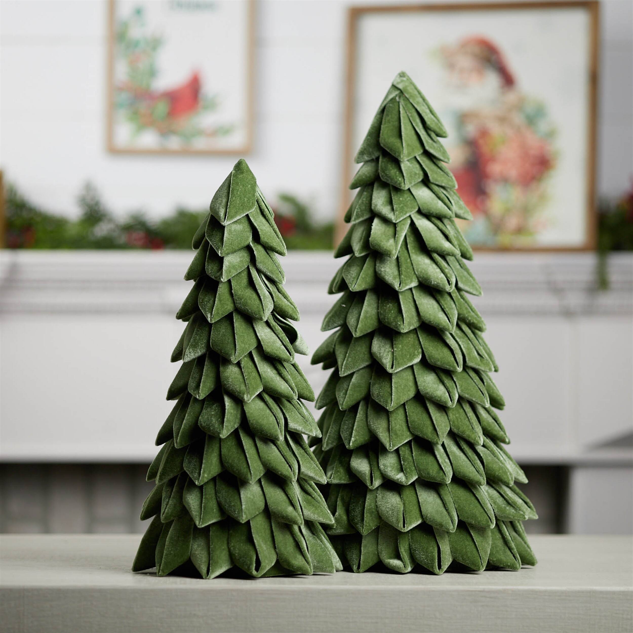 Angle. BreeBe - Fabric Pine Tree (Set of 2) - Green.
