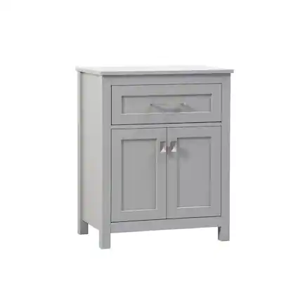 Front. Elegant Kitchen and Bath - 24 Inch Wide Bathroom Storage Freestanding Cabinet In Grey - Grey.