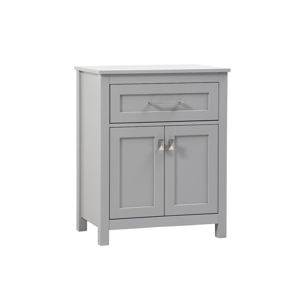 Front. Elegant Kitchen and Bath - 24 Inch Wide Bathroom Storage Freestanding Cabinet In Grey - Grey.