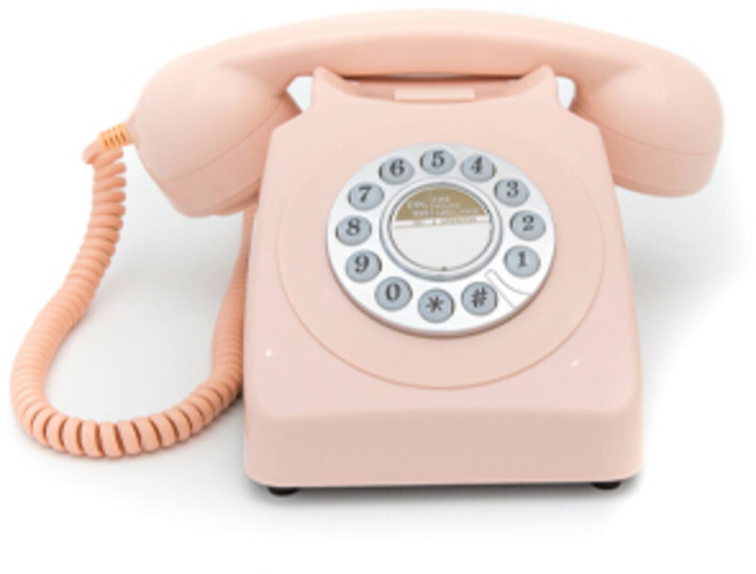 Front. PopMarket - GPO Retro GPO746DPBPN 746 Desktop Push Button Telephone - Carnation Pink - MISC ACCESSORY - Pink.