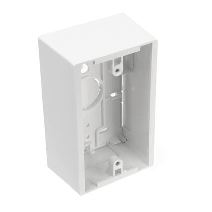 Front. Leviton - 42777-1WA Surface Mount Backbox, Single Gang - White.