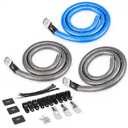 NVX - XBG3PK True Spec 1/0 Gauge 100% OFC Wire Big 3 Amp Wiring Update Kit for Car Audio Systems up to 350 Amps