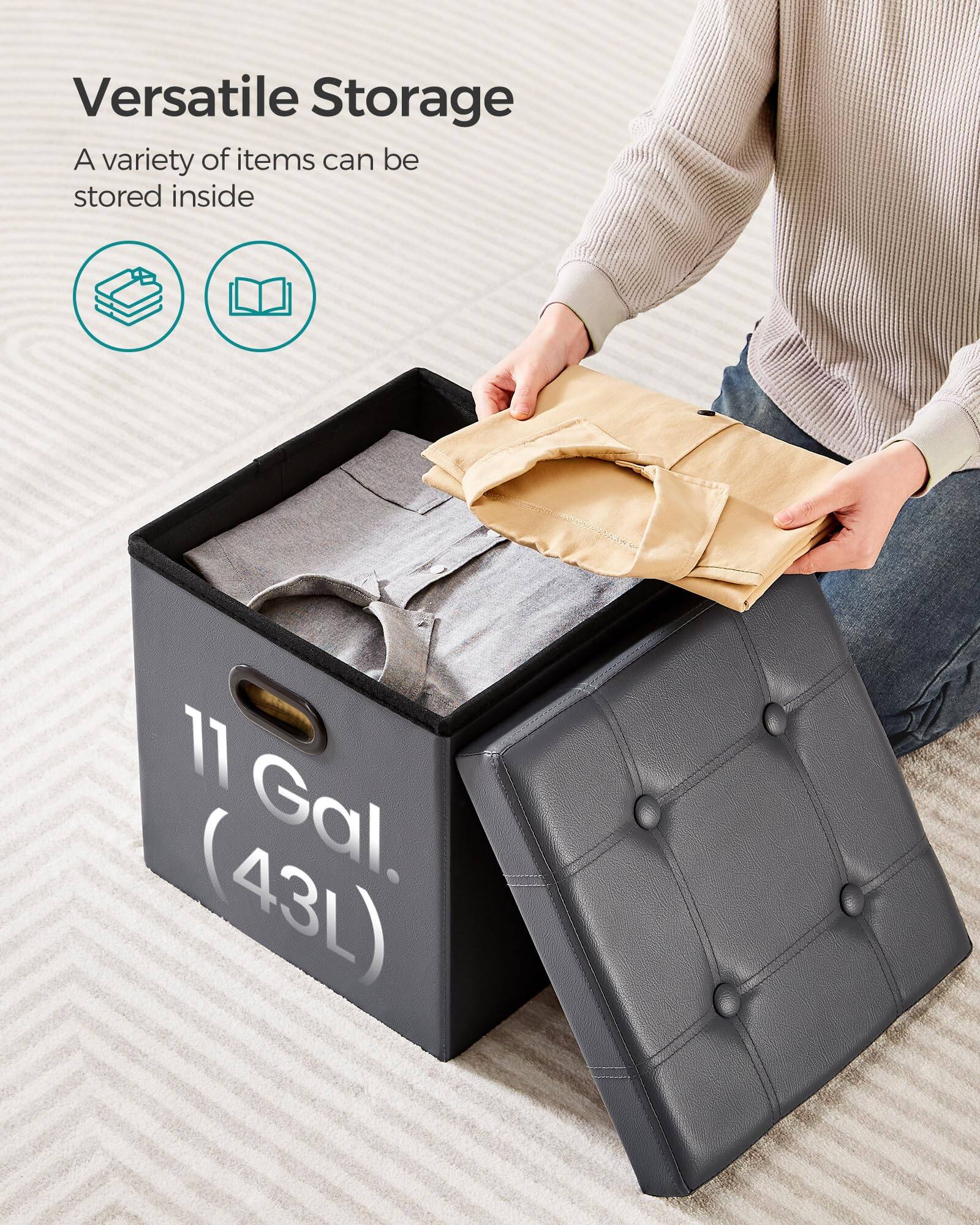 Versatile Storage  
A variety of items can be stored inside  

11 Gal. (43L)