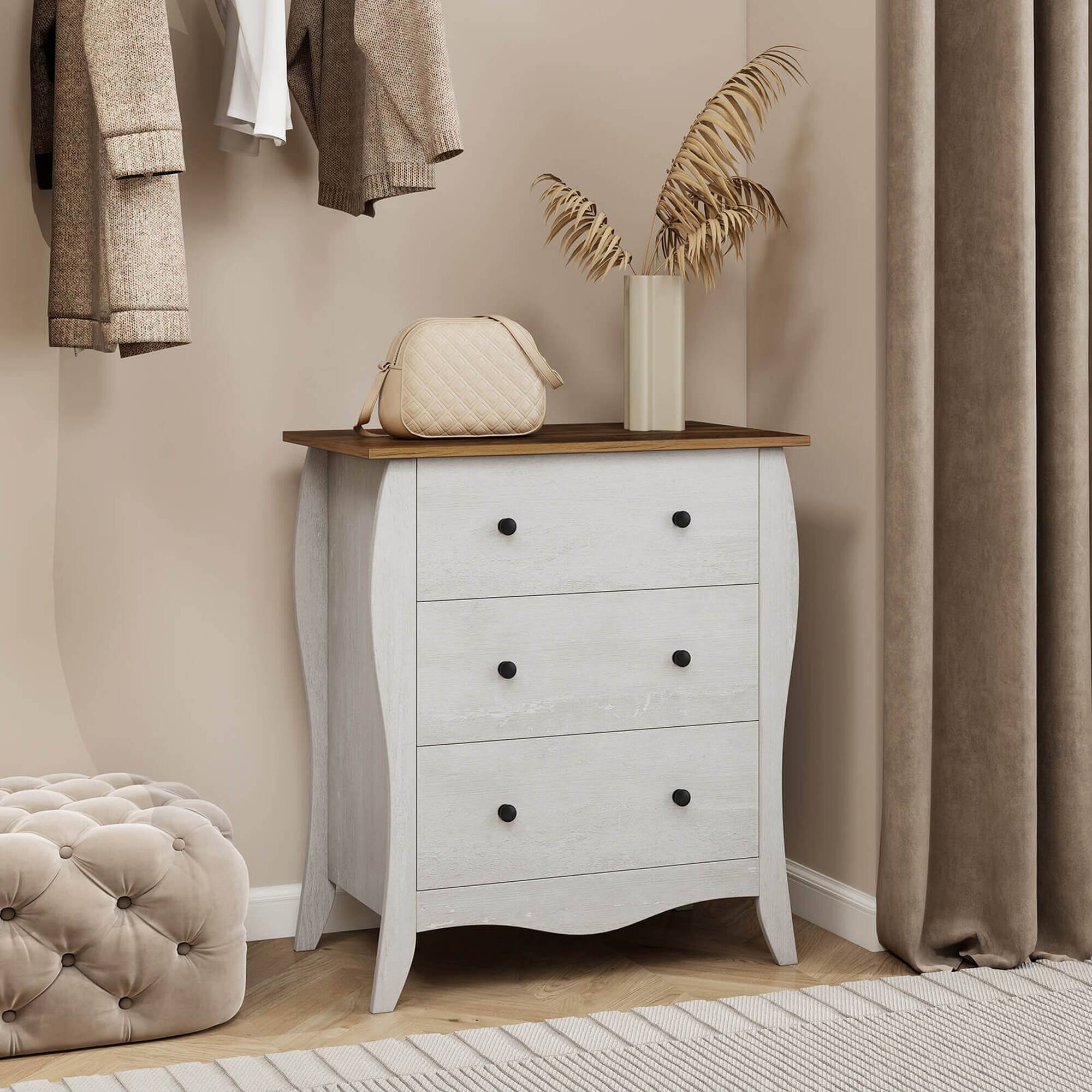 Alt View 9. Costway - Costway 1 PCS 30" Farmhouse Chest of Drawers with 3 Folding Fabric Drawers Anti-tipping Kit - Grey.