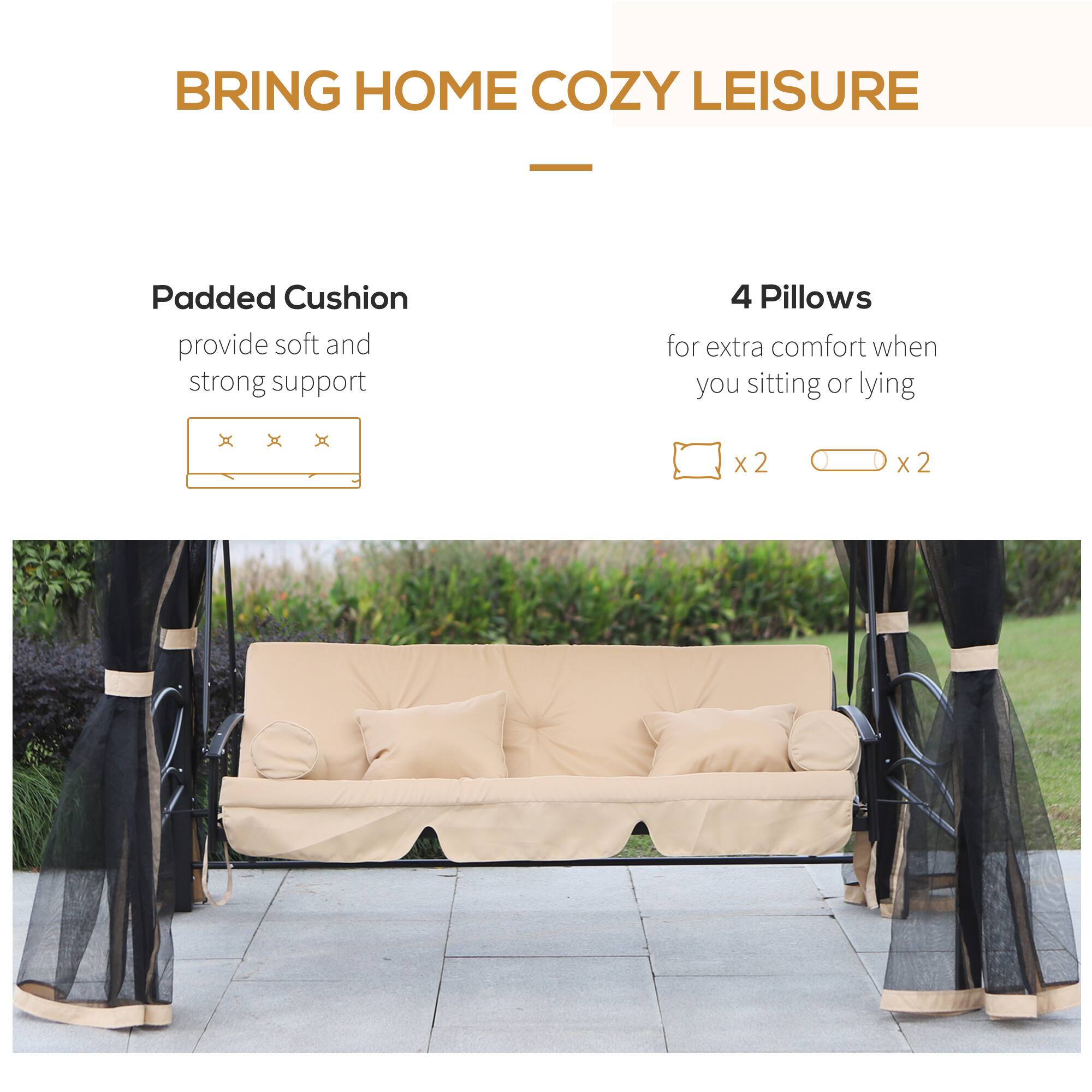 BRING HOME COZY LEISURE

Padded Cushion  
provide soft and strong support

4 Pillows  
for extra comfort when you sitting or lying  
x2 x2