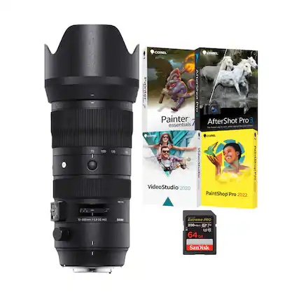 - 70 100 135 200
- COREL
- Painter essentials 7
- AfterShot Pro 3 essentials
- VideoStudio 2020
- PaintShop Pro 2022
- 70-200mm 1:2.8 DG 82
- SIGMA
- Extreme PRO 200MB/s
- 64 GB
- SanDisk