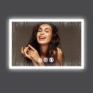 Alt View 4. LOVMOR - Lovmor 28x20 Inch LED Bathroom Mirror with Anti Fog Dimmable Lights 3 Color Temperature Memory Function ETL Certified - slive.