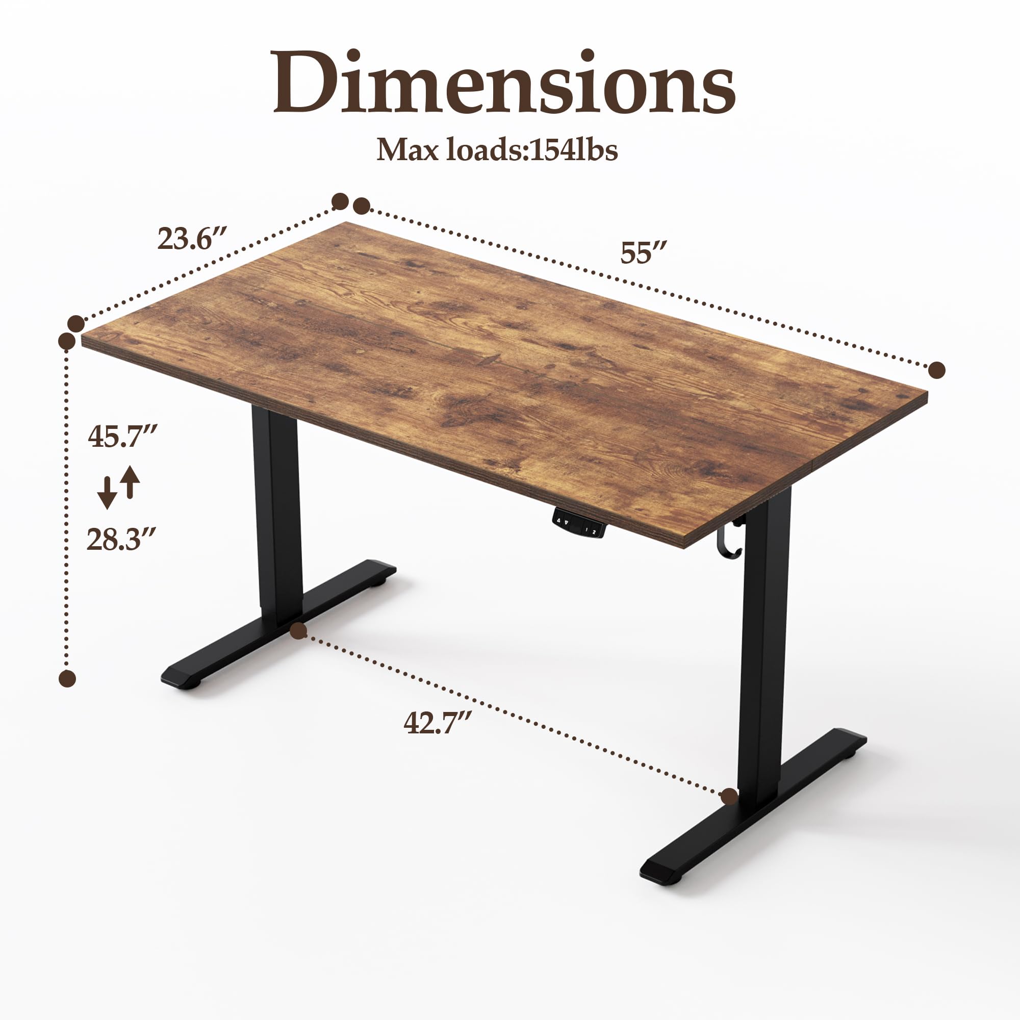 Dimensions  
Max loads: 154lbs  
55"  
23.6"  
45.7"  
28.3"  
42.7"