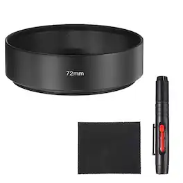 Unique Bargains - Lens Hood Shade, 72mm Mid-focus Metal Camera Cap Shade with Cleaning Cloth & Pen - Black