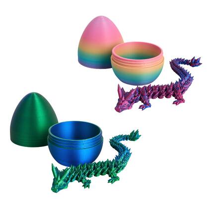 Front. VIVZONE - Set of 2 3D Printed Drangon Egg Unique Gift - Green&Pink.
