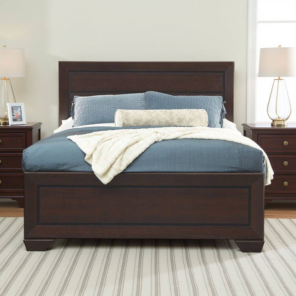 Alt View 5. Manhattan Lane - Queen Size Bed with Panel Headboard and Footboard - Brown.